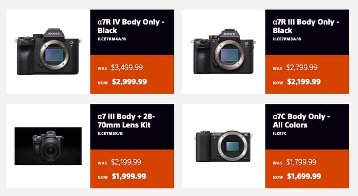 Some of the cameras on sale