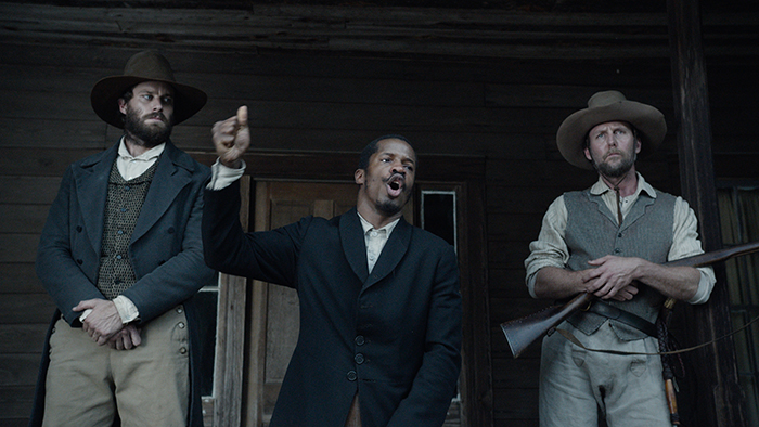 (From L-R:) Armie Hammer as "Samuel Turner" Nate Parker as "Nat Turner" and Jayson Warner Smith as "Earl Fowler" in THE BIRTH OF A NATION. Photo courtesy of Fox Searchlight Pictures. © 2016 Twentieth Century Fox Film Corporation All Rights Reserved
