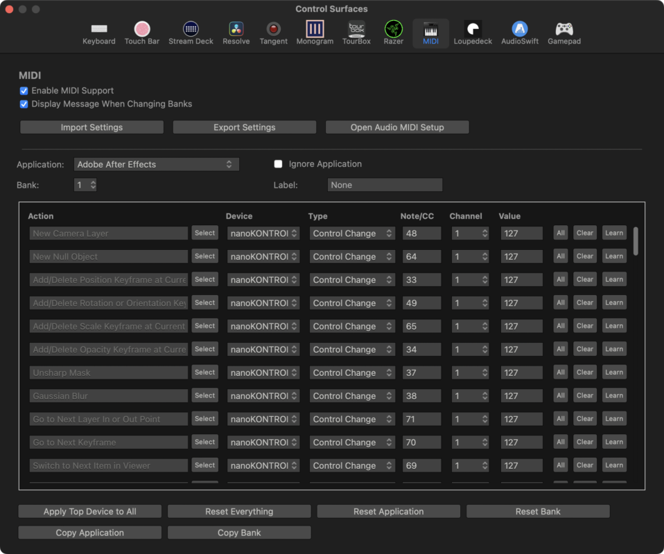 Enable control surfaces with CommandPost  46