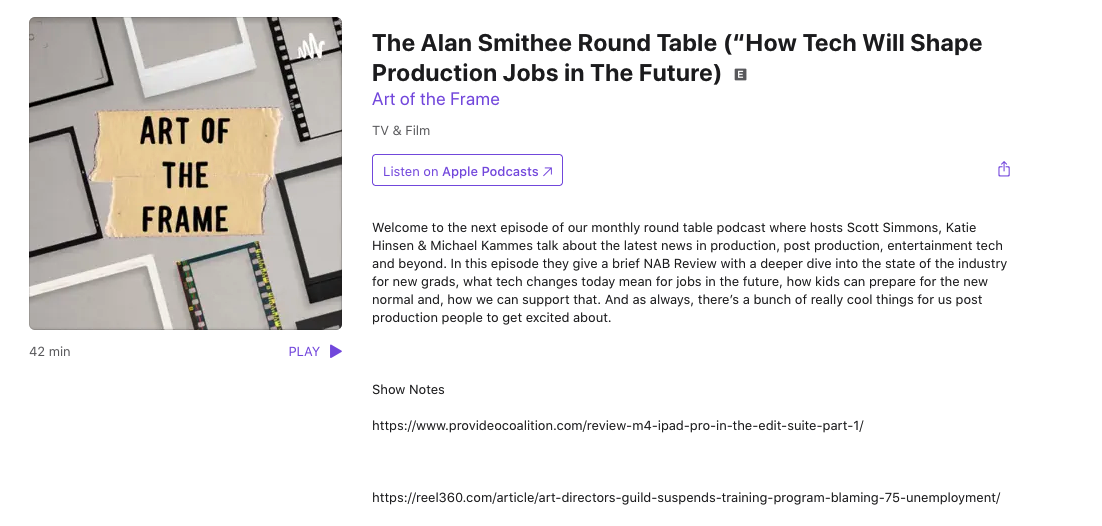 Art of the Frame Podcast: The Alan Smithee Round Table – How Tech Will Shape Production Jobs in The Future 11