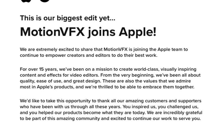 Apple acquires MotionVFX 1