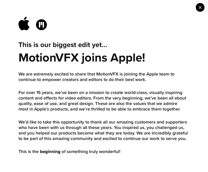 Apple acquires MotionVFX 4 Apple acquires MotionVFX 4