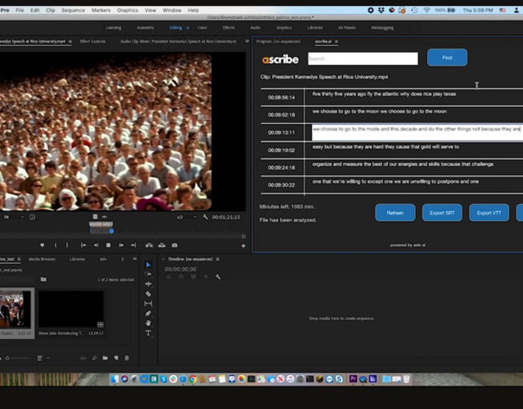Ascribe.ai: affordable, fast transcription for Adobe Premiere Pro