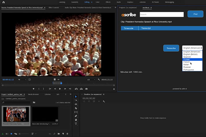 Ascribe.ai: affordable, fast transcription for Adobe Premiere Pro 1