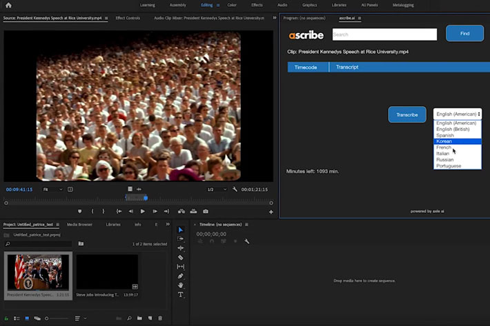 Ascribe.ai: affordable, fast transcription for Adobe Premiere Pro 14