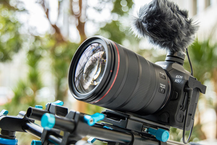 Canon EOS R5: ready for high-end production, works well with EOS C300 Mark III
