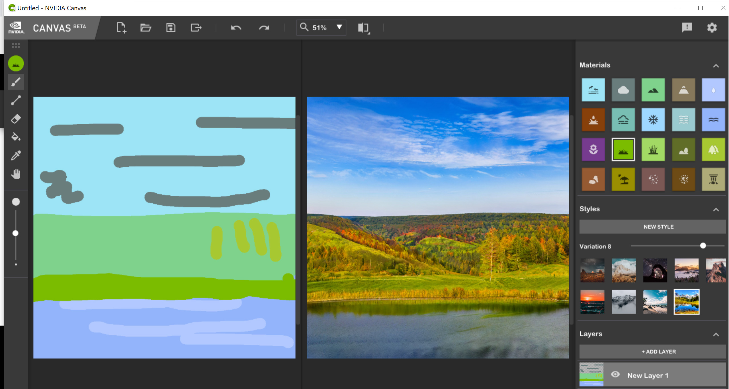 NVIDIA Canvas: using AI to create landscapes