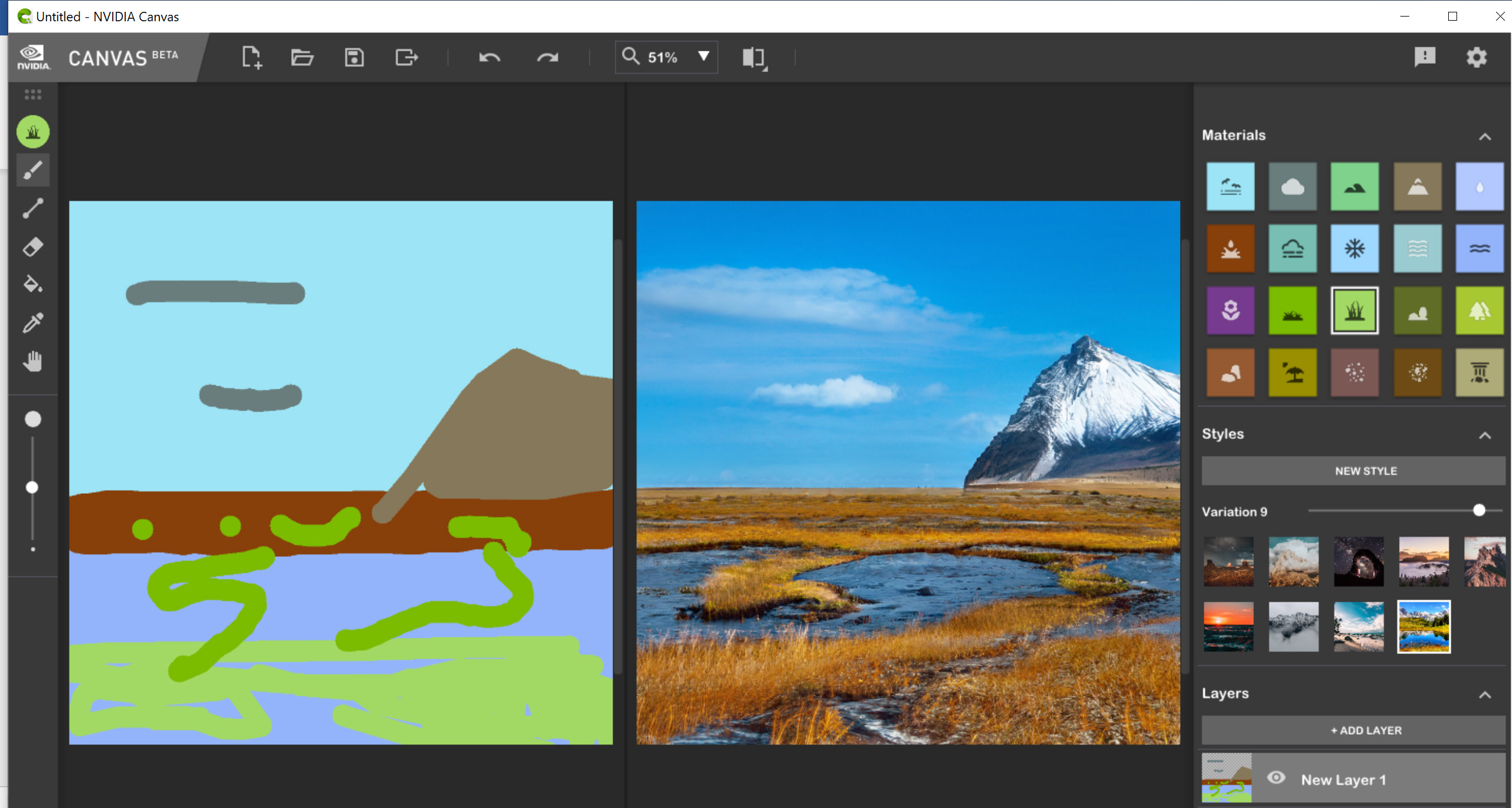 NVIDIA Canvas: using AI to create landscapes