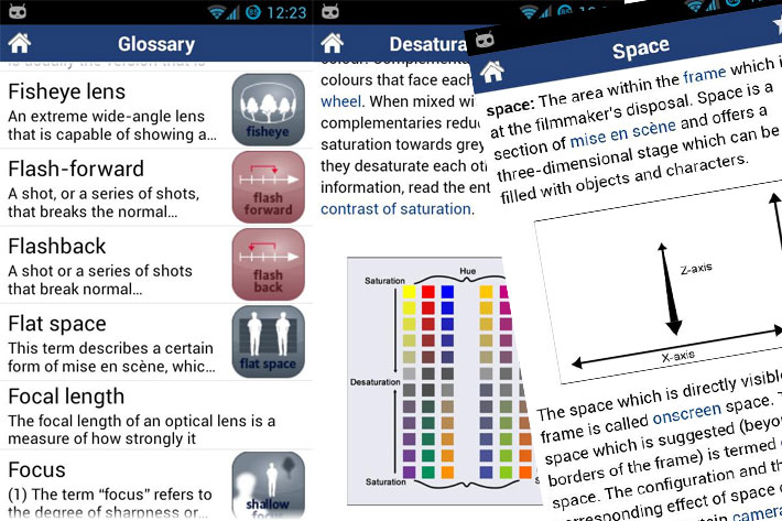 Close-Up, a film language glossary for iOS and Android