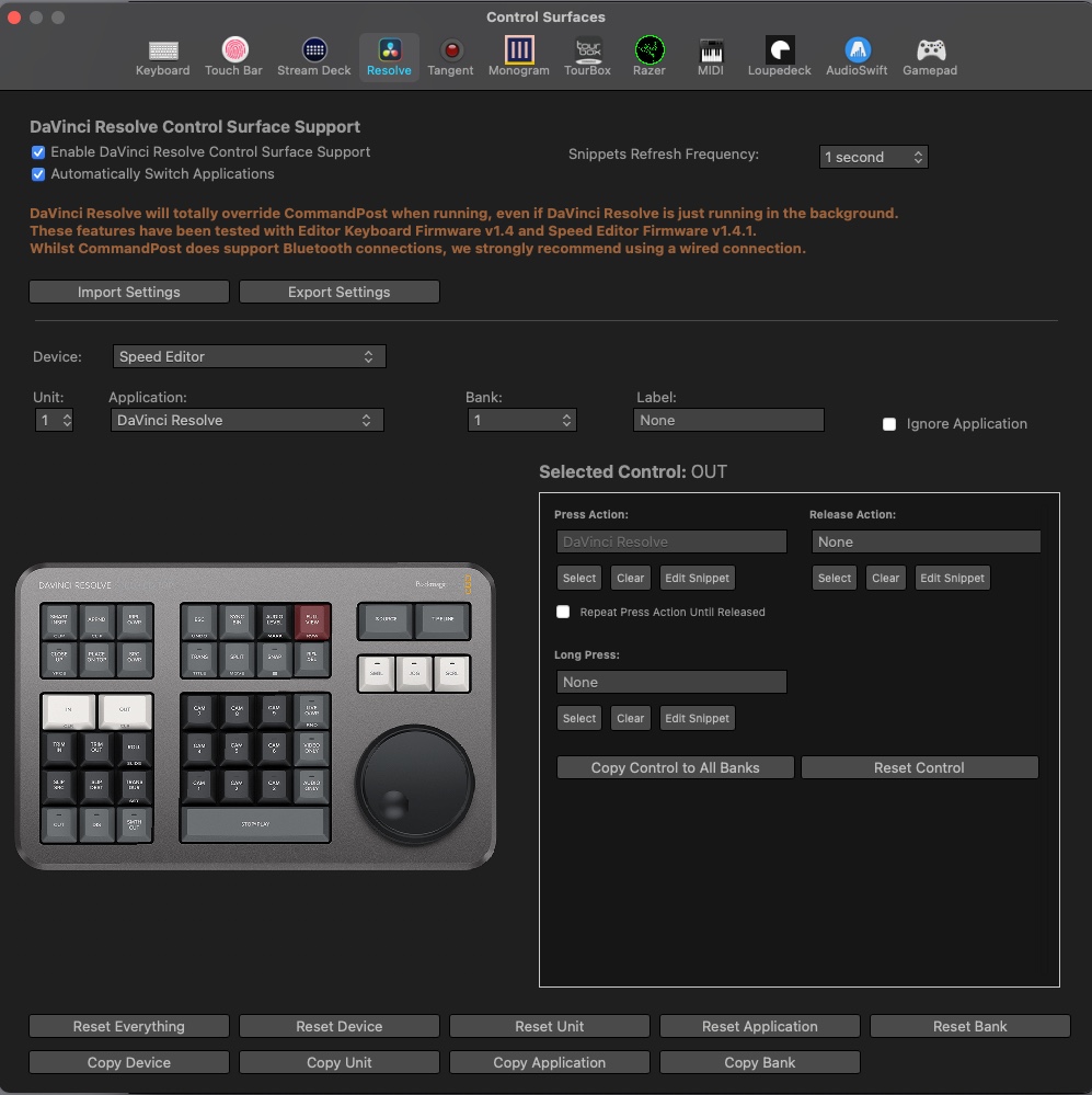 CommandPost Speed Editor