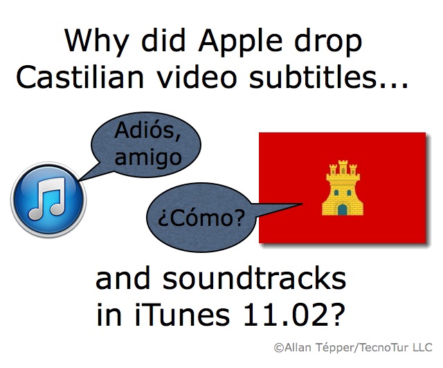 Why did Apple drop Castilian video subtitles and soundtracks in iTunes 11.02? 8