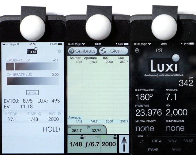 Left to right: Luxi, Pocket Light Meter, Cine Meter II