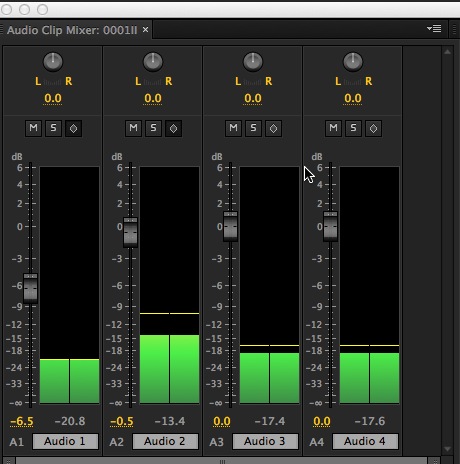 Adobe Premiere Pro CC audio clip mixer