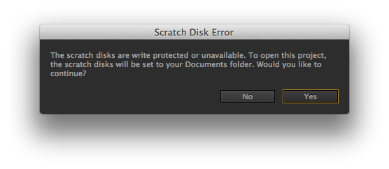 Adobe Premiere Pro CC scratch dicks unavailable