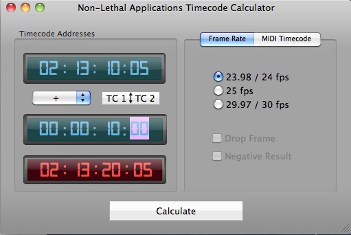 Timecode calculators in the Mac App store, free but not great 11