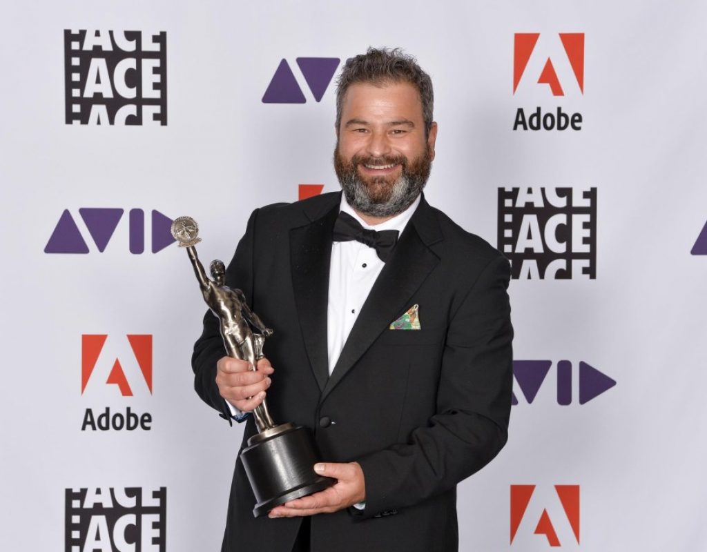 Dan Crinnion, ACE editor of Killing Eve with his ACE Eddie for the series