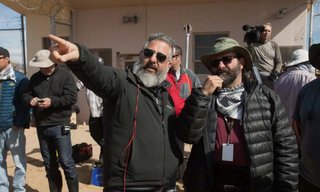 Left to right: Left to right: Director Glenn Ficarra and Cinematographer Xavier Grobet on the set of Whiskey Tango Foxtrot