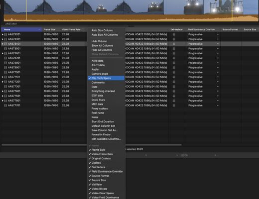 Final Cut Pro updated to 10.5.3 and you can download my free column view presets 17