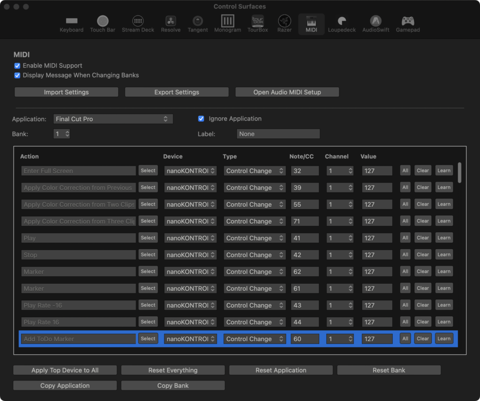 Enable control surfaces with CommandPost  44