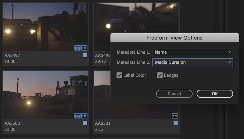 Adobe Premiere Pro Freeform Options