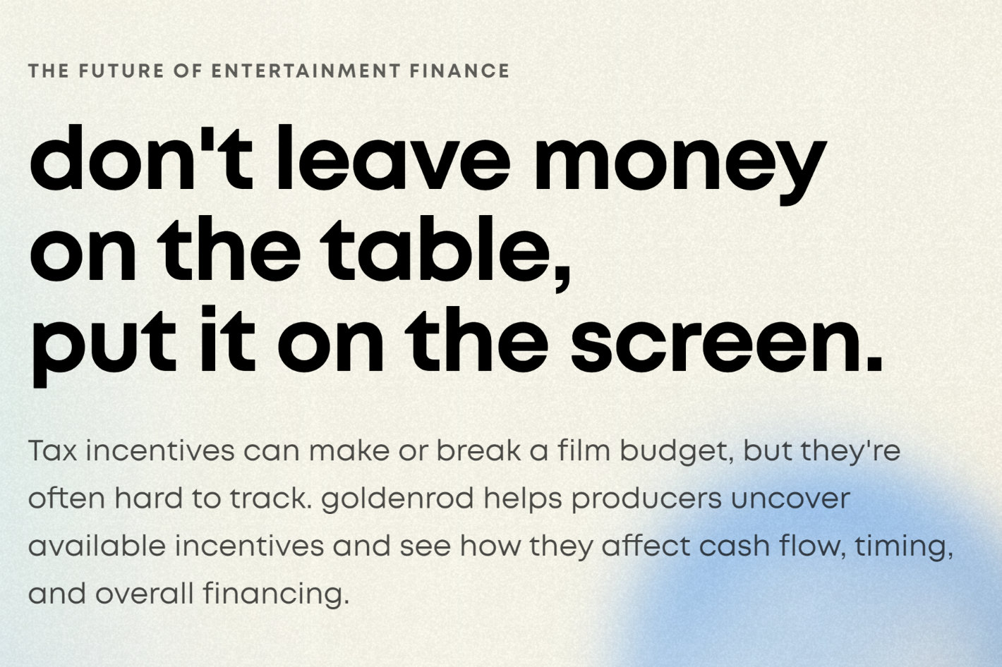 Goldenrod launches platform for film production incentives