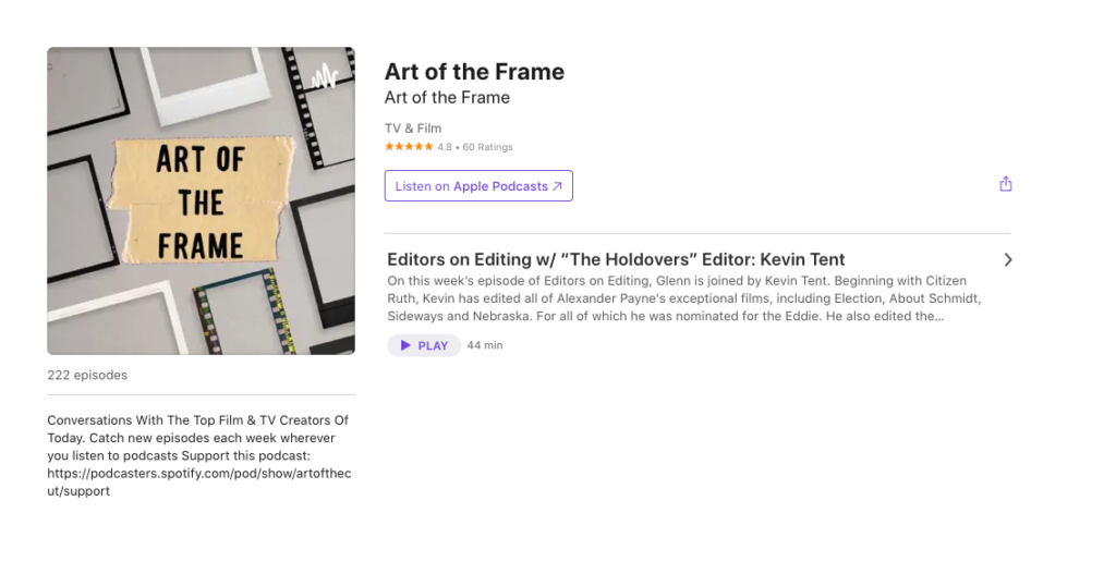 Art of the Frame Podcast: Editors on Editing with “The Holdovers” Editor: Kevin Tent 1