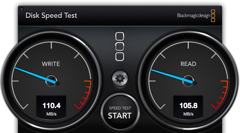 By comparison, this is the much slower Gigabit Ethernet connection. But it was still fast enough for single-stream HD editing.