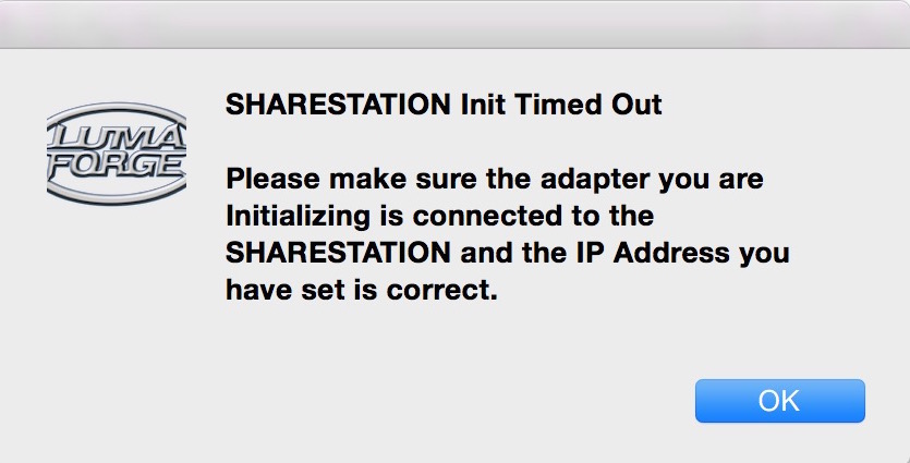 This is the message you don't want to see as that means the SHARECLIENT can't connect. While you never see an error like this with direct attached storage collaborative workflows can't happen in this capacity with single-user desktop storage.