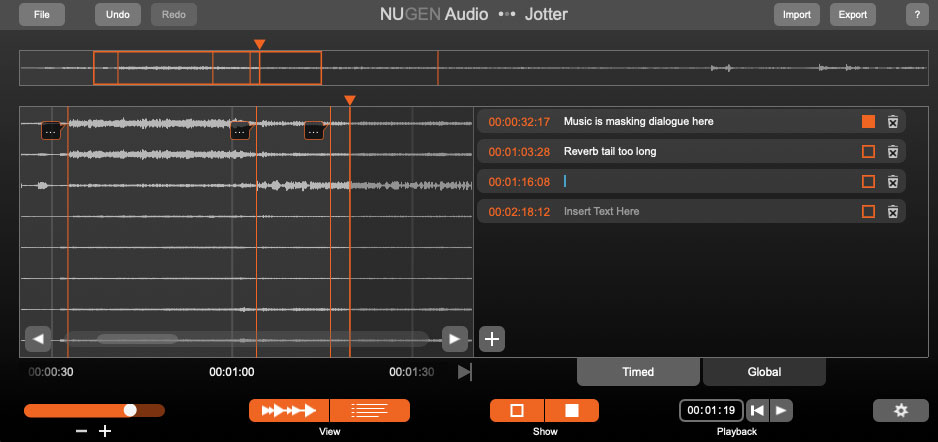 Jotter plug-in, a timecode-linked annotation tool