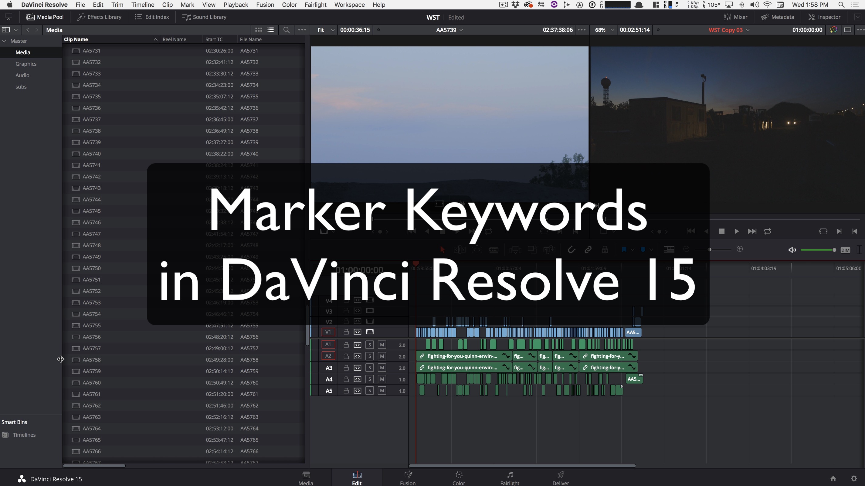 Marker Keywords in DaVinci Resolve 15 2