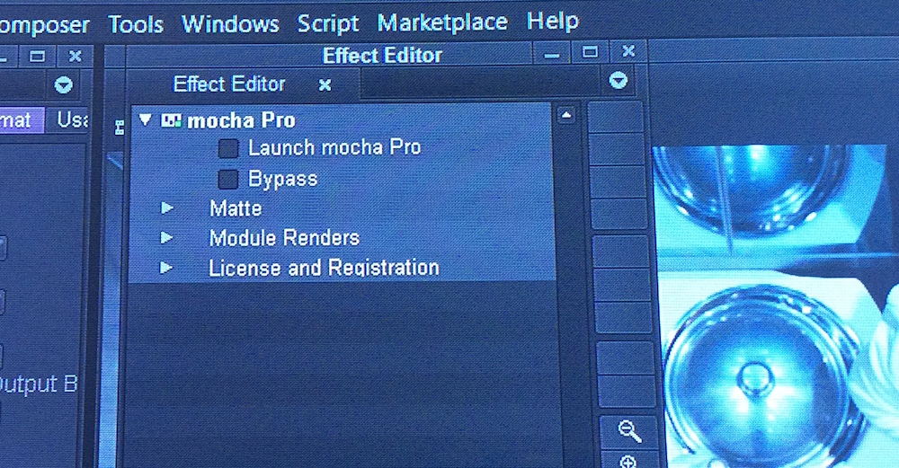 Open the Effects Editor and launch mocha Pro.