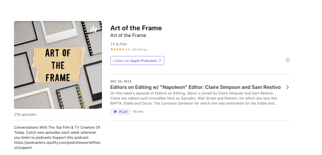 Art of the Frame: Editors on Editing with “Napoleon” Editors Claire Simpson and Sam Restivo 1