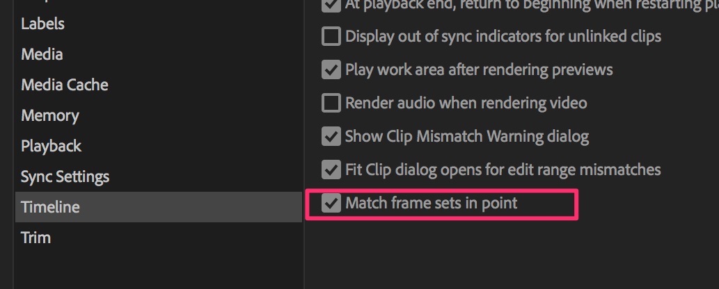 Adobe Premiere Pro match frame
