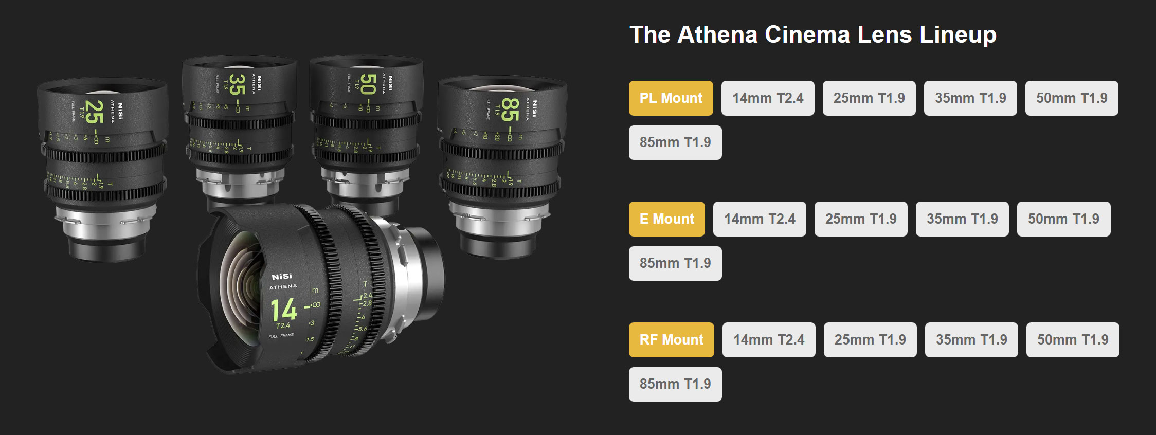 NiSi Athena Prime cinema lenses on pre-order now