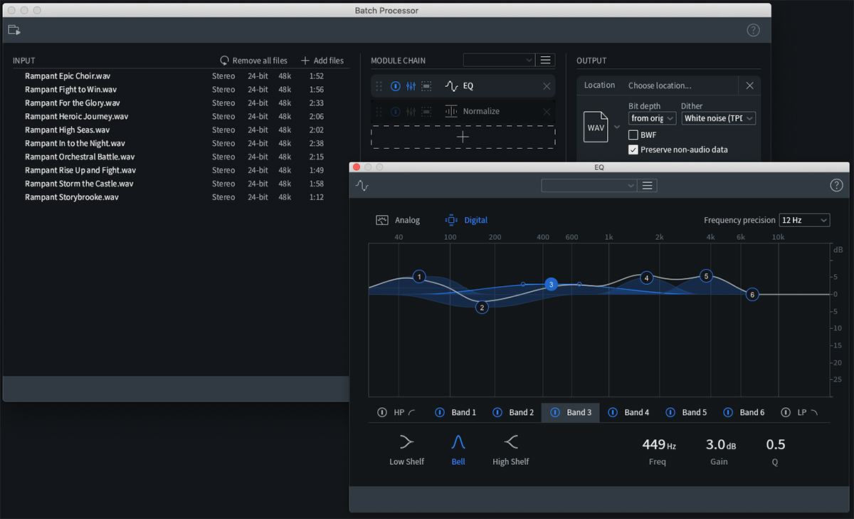 iZotope RX 8 batch processing