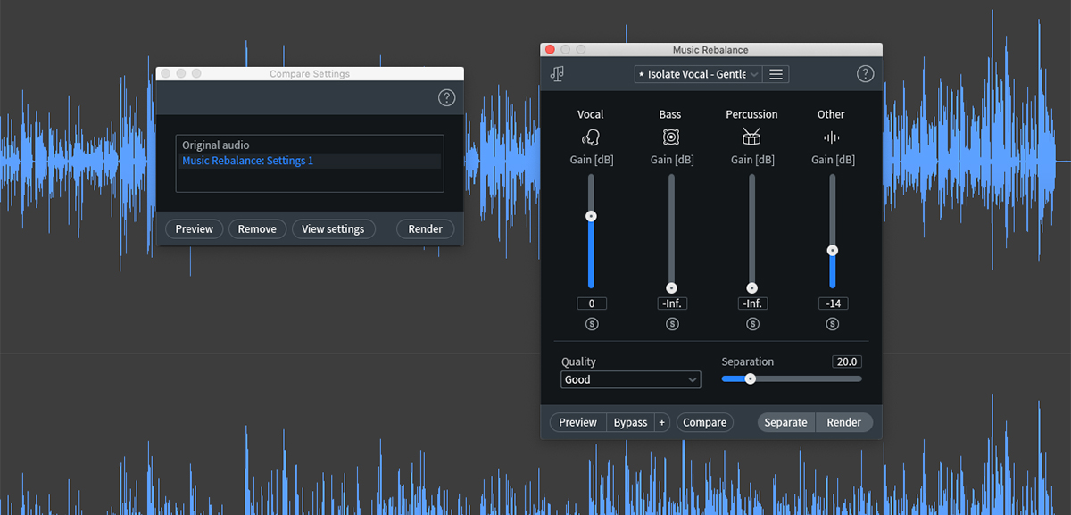 iZotope RX 8 music rebalance