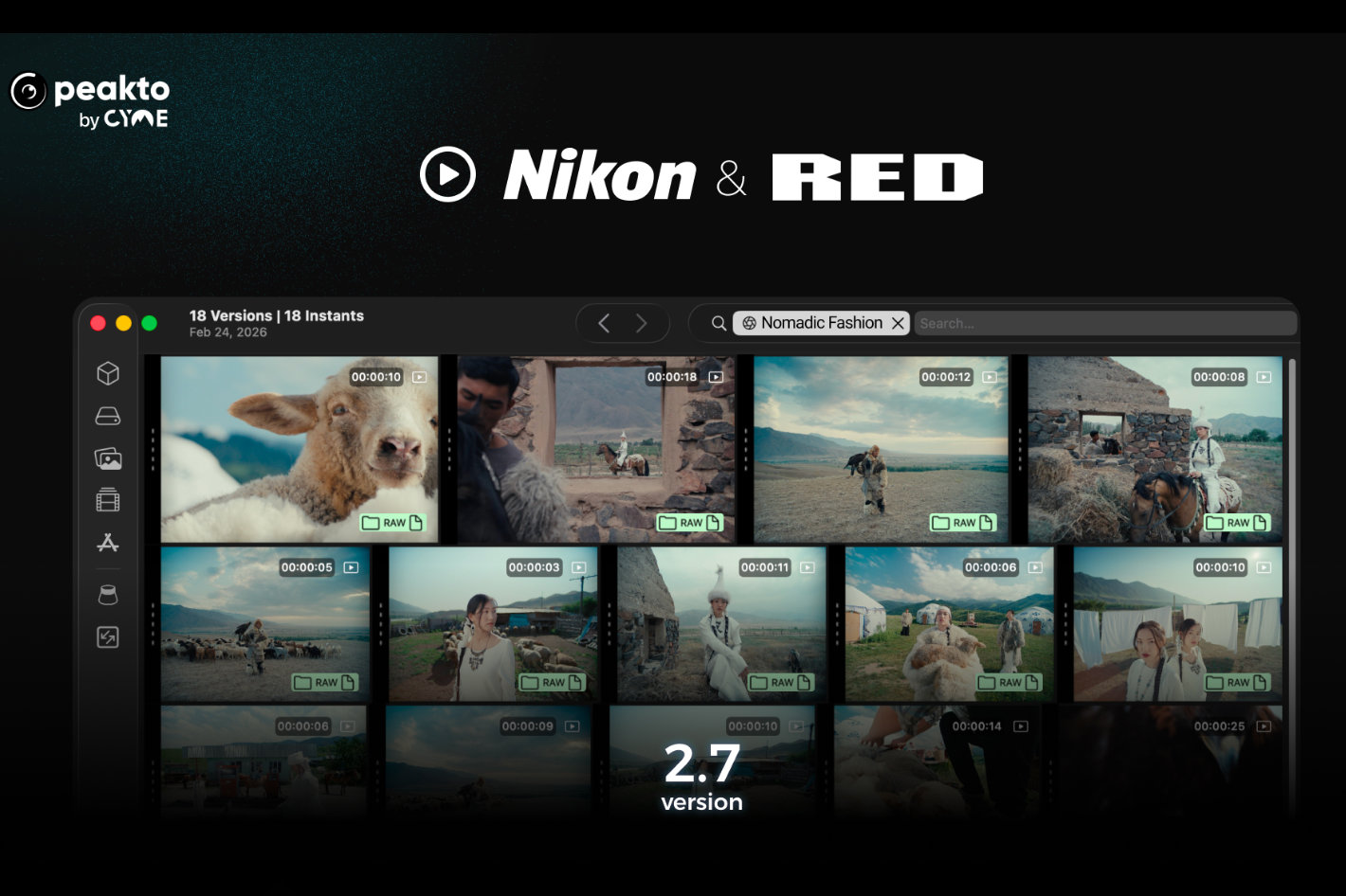Peakto 2.7 adds support for Nikon ZR and RED Raw formats
