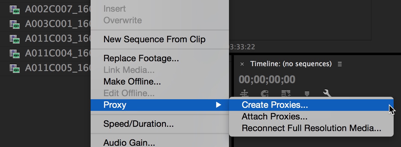 Kicking the tires on Proxy Editing with Adobe Premiere Pro CC 2015.3 51 ppro-20153-create-proxies-submenu