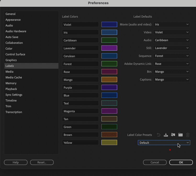 Adobe Premiere Pro (Beta) updates Labels. Editors rejoice. 1