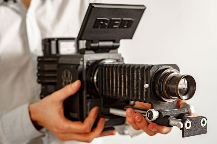 A RED camera with a 140-year old lens