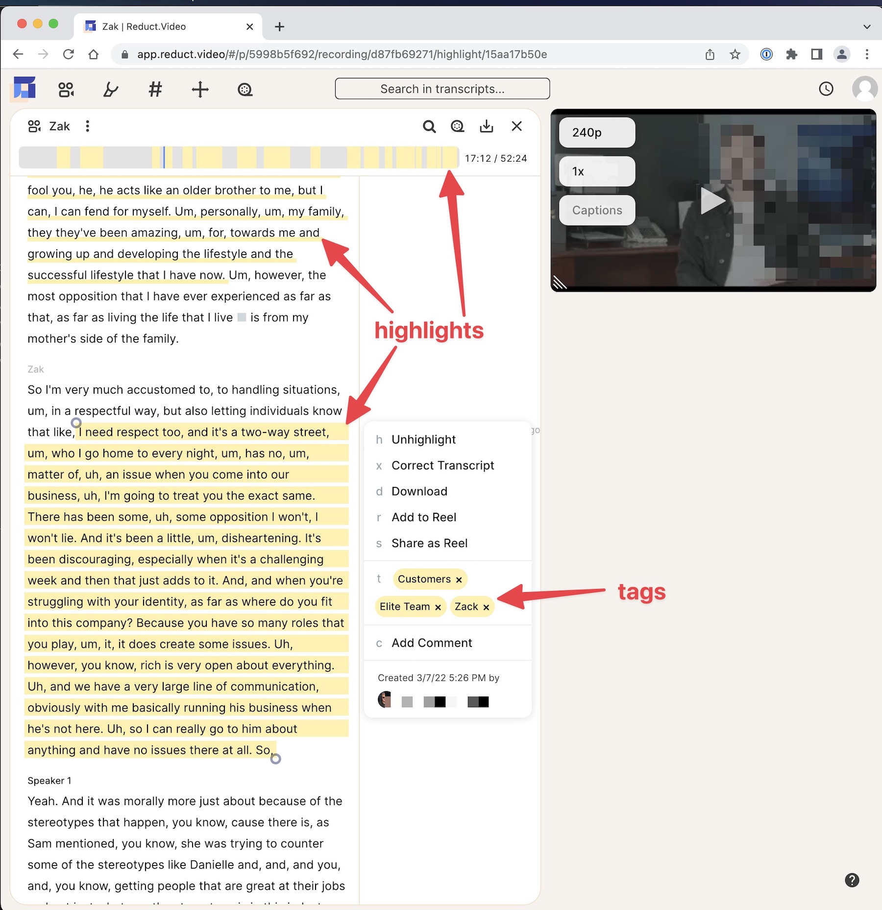 Review: Reduct.video - A cloud and AI-based system to transcribe, organize, correct and edit video from transcripts 16