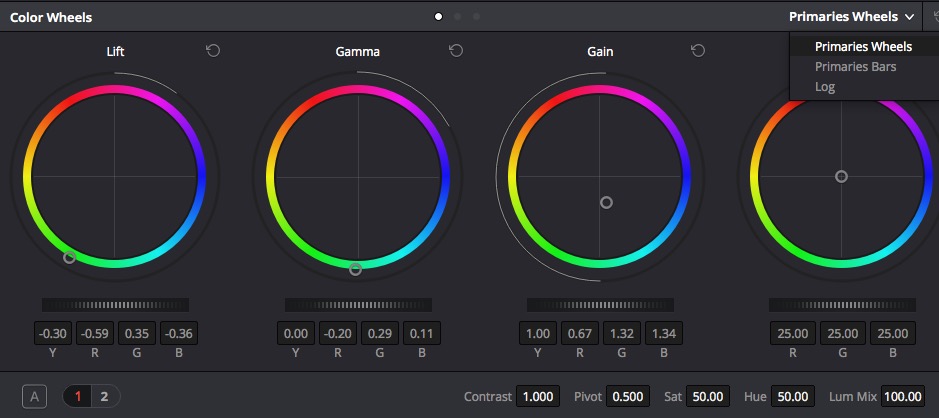 Depending on what controls you have active in the Resolve Color space the Ripple will operate them. The B button bypasses the grade.