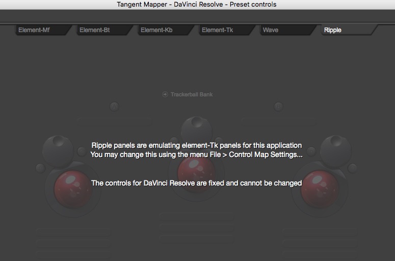Resolve has fixed controls and they can't be remapped via the Tangent Mapper. Why? I don't know.