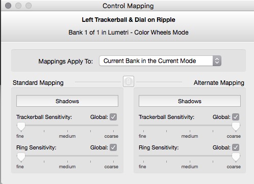 The sensitivity of the Ripple controls can be fine tuned for both Standard and Alternate mode. 