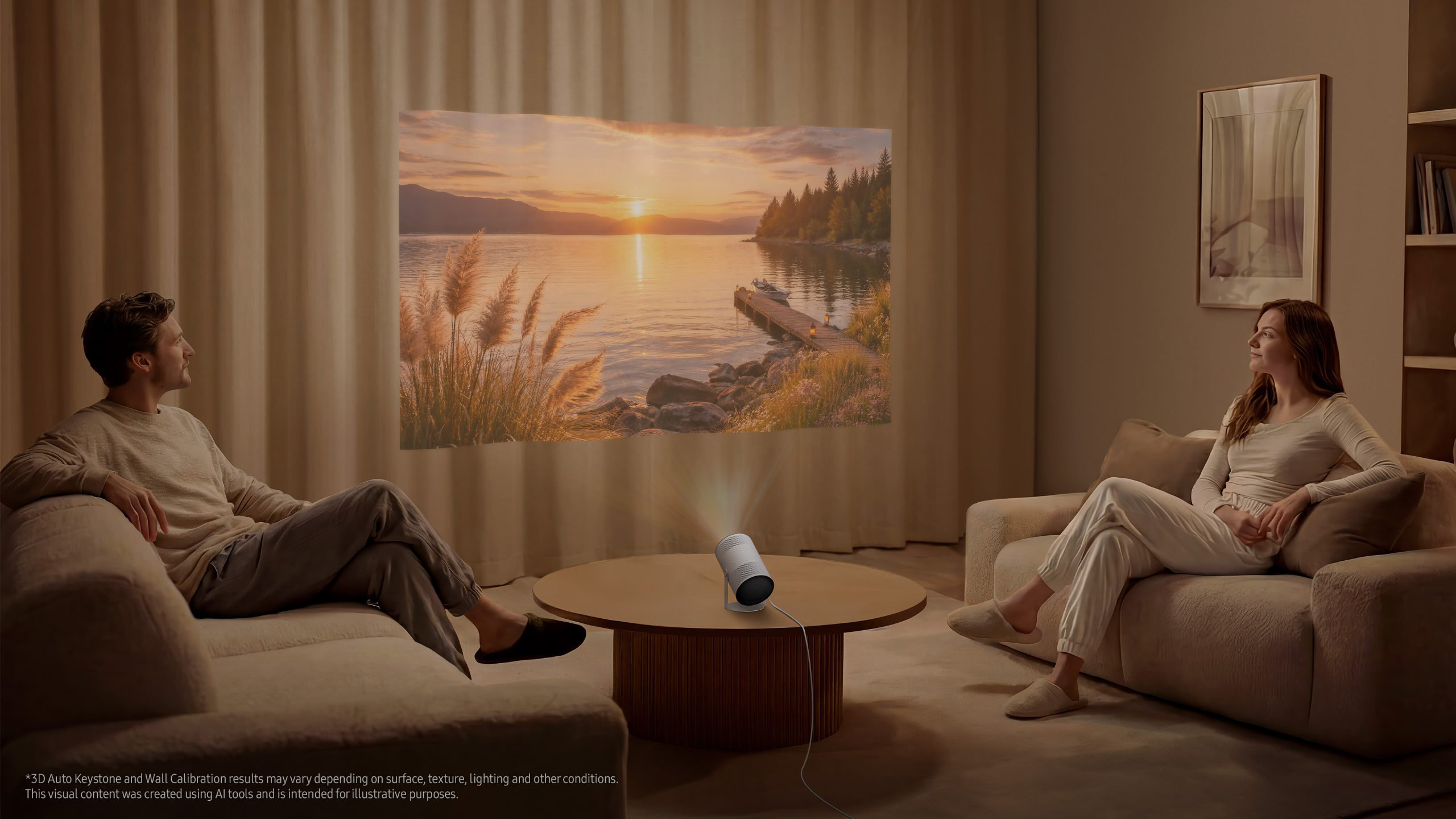 Samsung The Freestyle+, a lightweight AI-powered projector