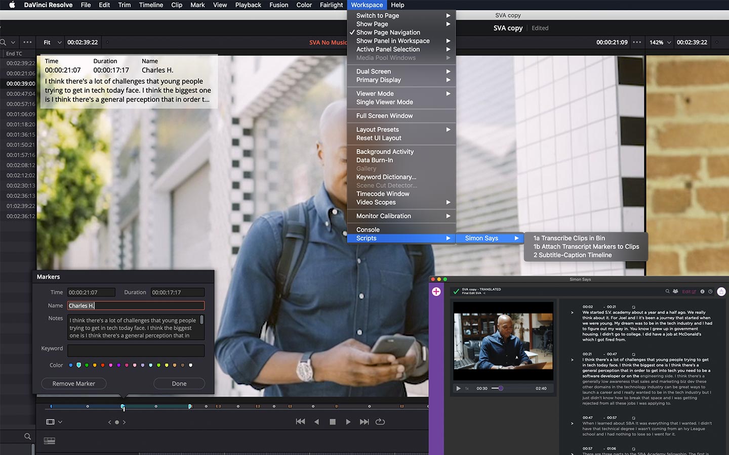 Simon Says: seamless integration with DaVinci Resolve