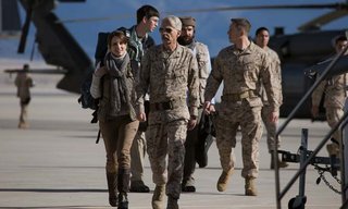 Left to right: Tina Fey plays Kim Baker, Nicholas Braun plays Tall Brian, Billy Bob Thornton plays General Hollanek and Christopher Abbott plays Fahim Ahmadzai in Whiskey Tango Foxtrot from Paramount Pictures and Broadway Video/Little Stranger Productions in theatres March 4, 2016.
