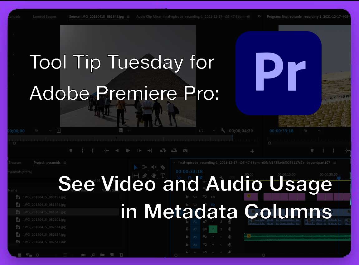 Tool Tip Tuesday for Adobe Premiere Pro: Video and Audio Usage columns 2 Tool Tip Tuesday for Adobe Premiere Pro: Video and Audio Usage columns 2