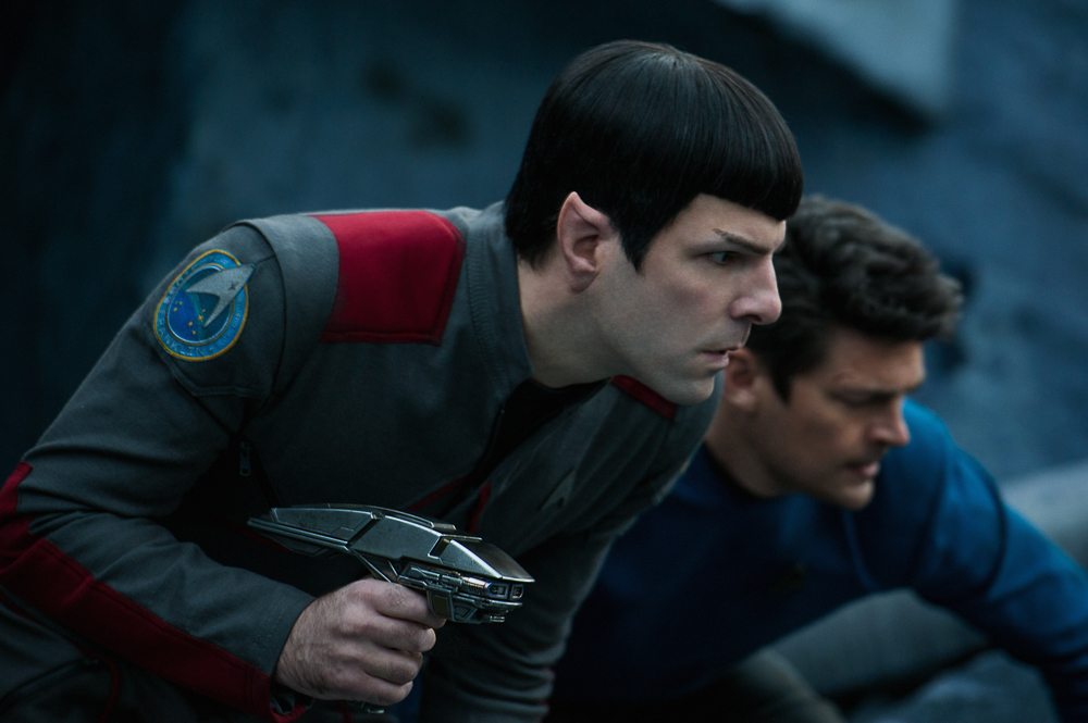 Left to right: Zachary Quinto plays Spock and Karl Urban plays Bones in Star Trek Beyond from Paramount Pictures, Skydance, Bad Robot, Sneaky Shark and Perfect Storm Entertainment