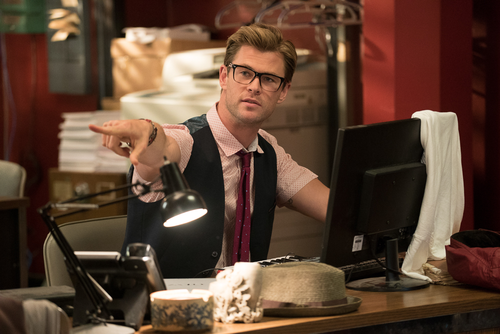 The Ghostbusters new receptionist Kevin (Chris Hemsworth) in Columbia Pictures' GHOSTBUSTERS